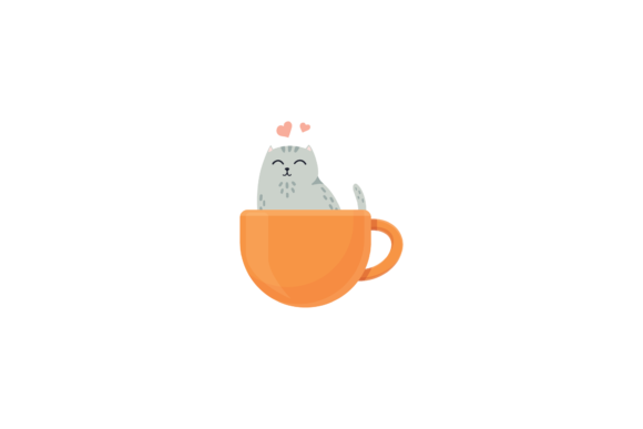 Cat Soaking in a Big Cup of Tea SVG