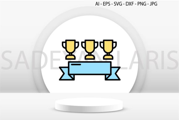 Graduation Icon Badge Cup Ribbon SVG