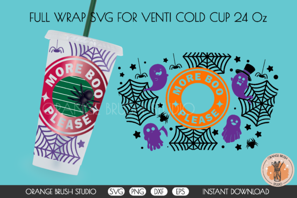 Halloween Ghosts Full Wrap for Venti Cup