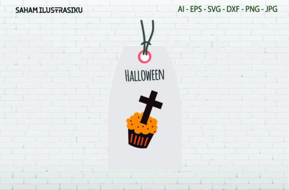 Halloween Tag Label Cup Cake Cross SVG