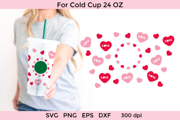 Hearts Starbucks Venti Cold Cup 24 OZSVG