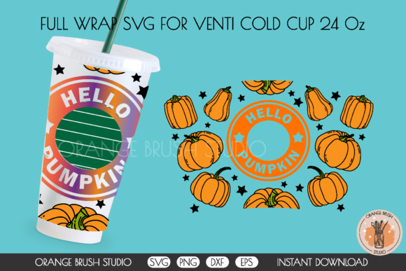 Pumpkin Full Wrap SVG Venti Cold Cup 24