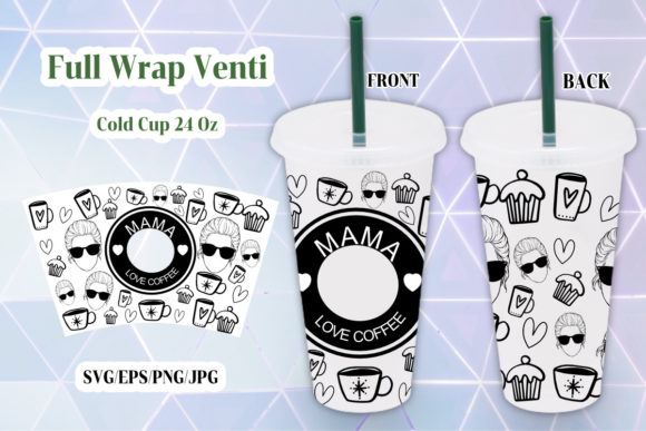 Seamless Full Wrap Mama Love Coffee Svg