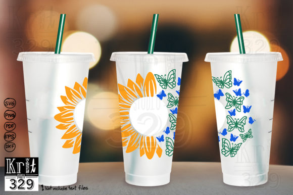 Sunflower Butterfly Wreath SVG Decal