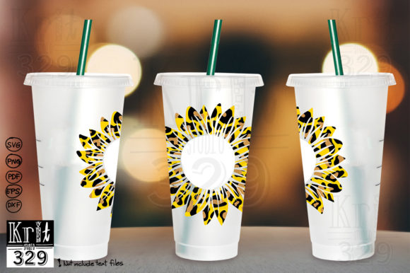 Sunflower Cheetah Wreath Svg Decal Cup