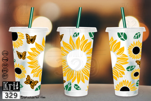Sunflower Leaf SVG Decal Cold Cup